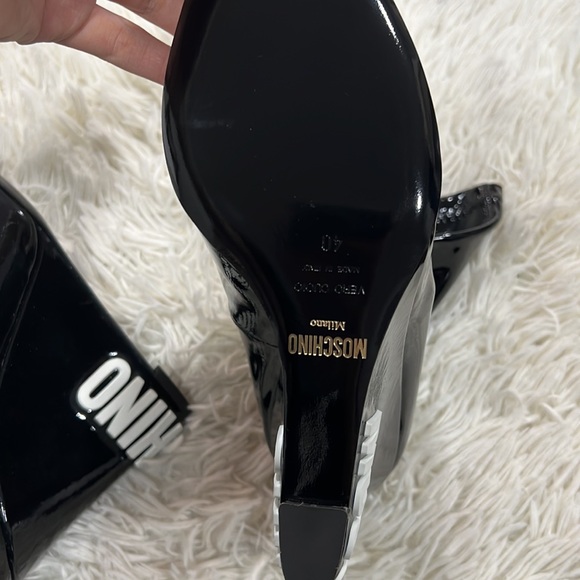MOSCHINO  Black Wedge Ankle Boots - Picture 8 of 13